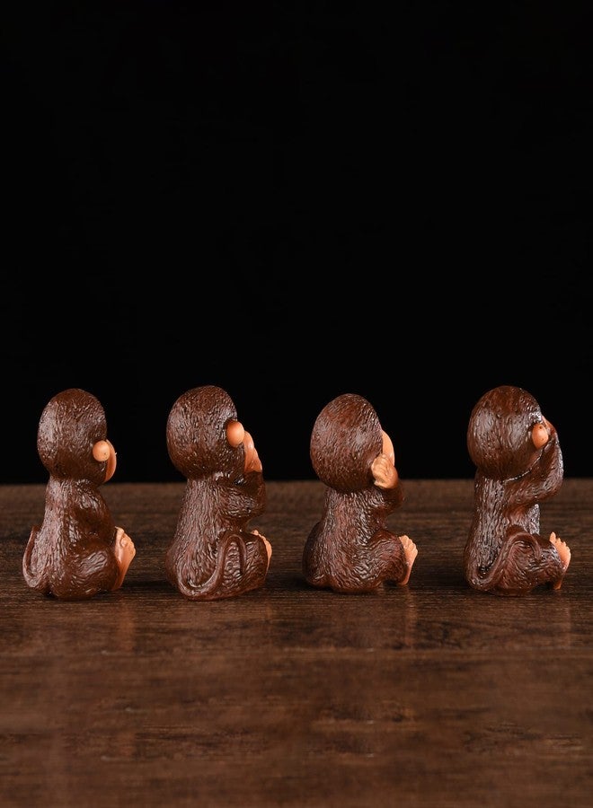 BRABUD Fengshui Resin See no Evil Hear no Evil Speak no Evil Do no Evil Monkey Figurines Set of 4 Home Office Desk Decor Statue Collection (Brown) - Image 4